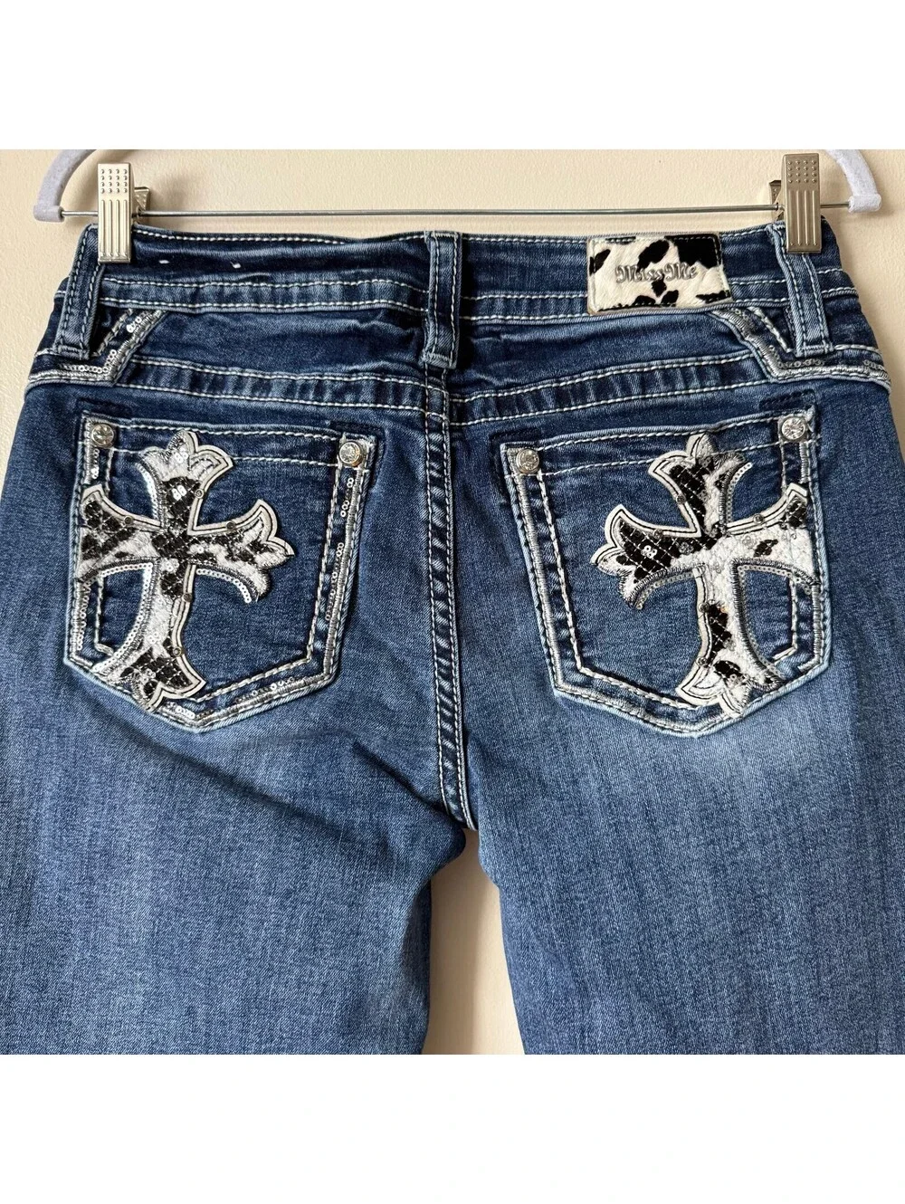 Miss Me Jeans Size 29 Bootcut Y2K Embellished Cross Pocket Bling Western 30/31